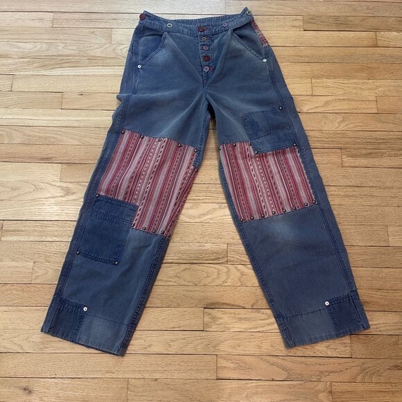 Free People La Vie Patched Pants NWOT Size 4 (Small) - Picture 6 of 12